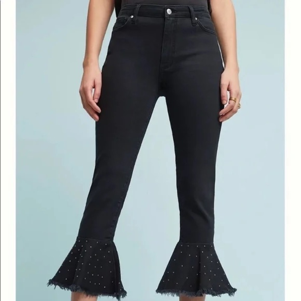 Anthropologie Pilcro and the Letterpress Black Studded Flare Jeans Size 25